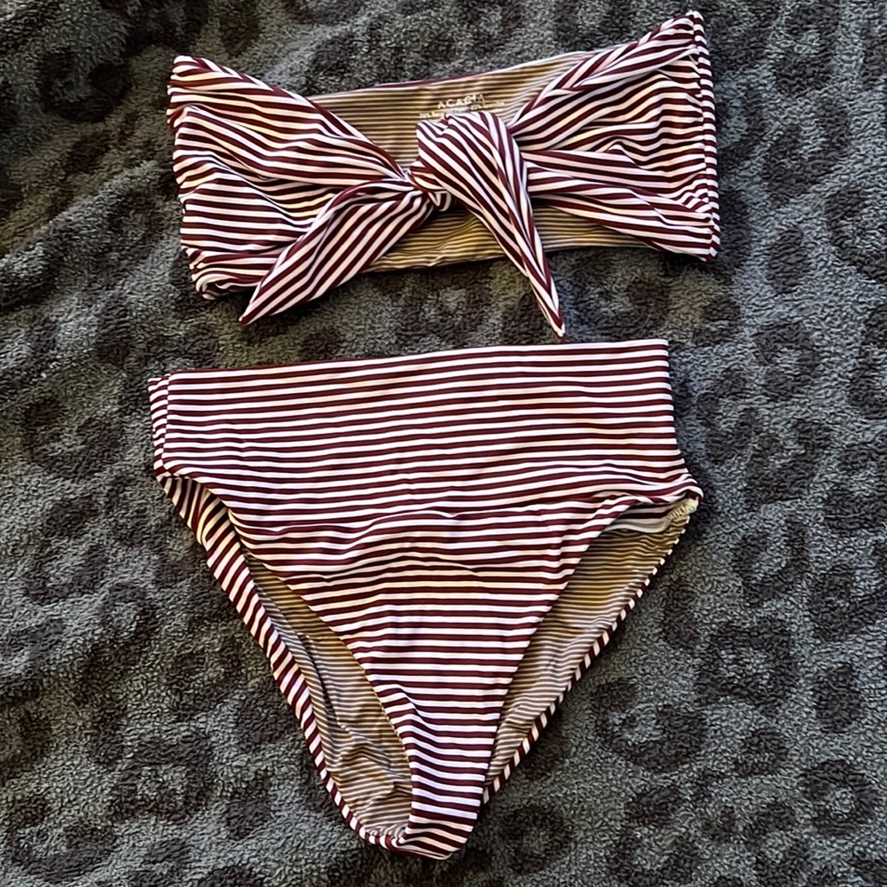 Red white striped acacia bikini, New without tags.
